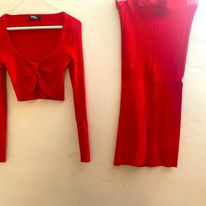 Two piece red set . Stretch material